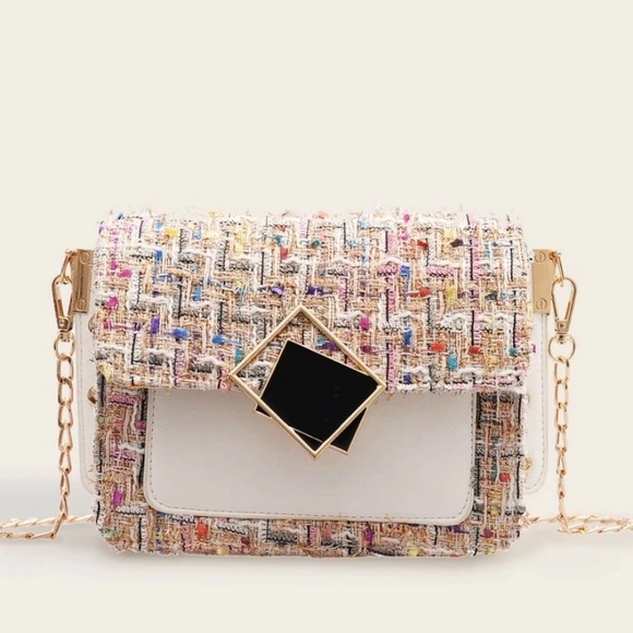 Handbags - NEW! Chanel-Inspired Tweed Chainlink Crossbody Bag